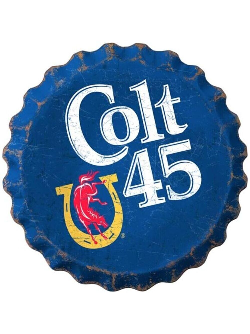 Colt 45 Beer Metal Bottle Cap Sign Garage Shop Bar Man Cave Collector LARGE NW